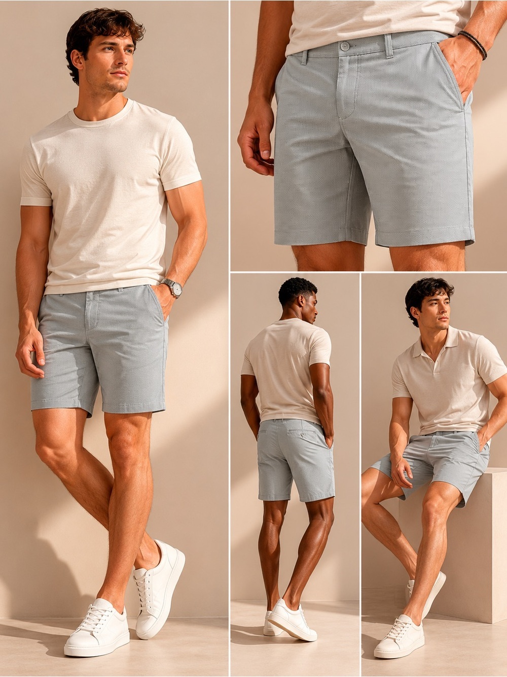 burnside Light Grey Flat-Front Men's Casual Shorts